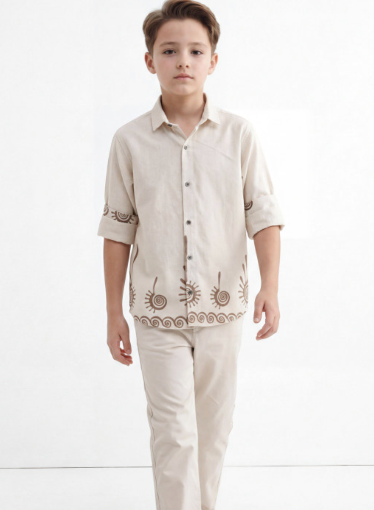 Boys Classic Printed Casual Shirt
