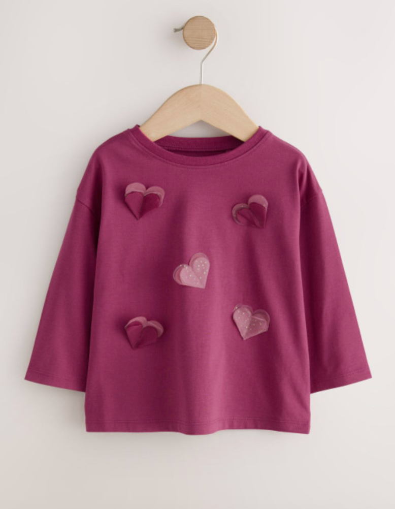 Girls Drop-Shoulder Sleeves Pure Cotton Applique T-shirt