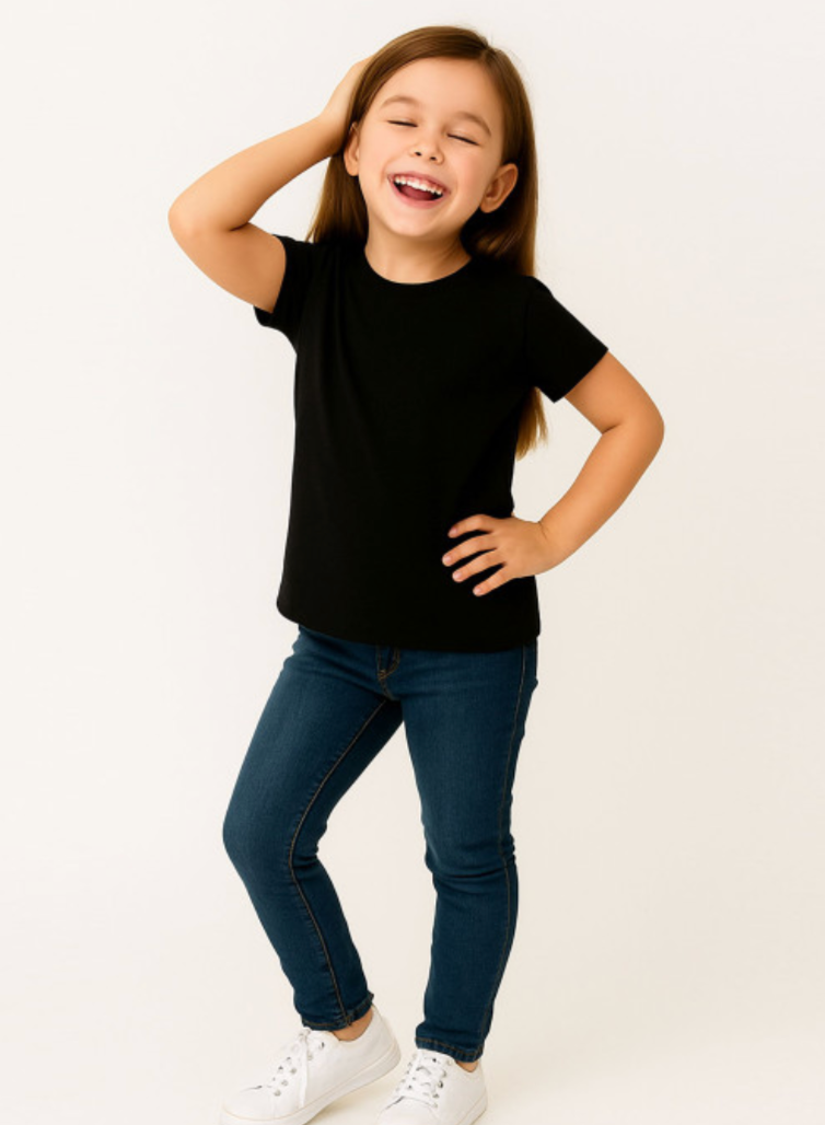 Girls Round Neck Pure Cotton Short Sleeves T-shirt