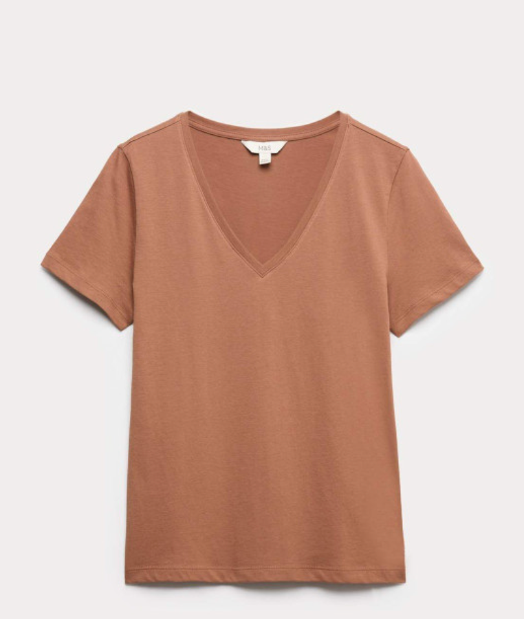orange Pure Cotton V-Neck T-Shirt